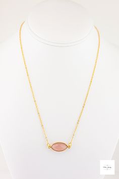 This gorgeous, one-of-a-kind dusty rose pink chalcedony necklace exudes romance and timeless elegance! This beautiful necklace is a must have for your next special occasion or makes the perfect gift for someone special! Faceted, sideways marquise-shaped dusty rose chalcedony vermeil bezel. The pink chalcedony gemstone is semi transparent. 16K plated oval link chain. Gold-plated jumps and clasp. 19.25 inches long. This charming, delicate and feminine necklace will turn heads everywhere you go. Elegant Statement Necklace, Feminine Necklace, Chalcedony Necklace, Pink Chalcedony, Boho Chic Style, Free Spirit Style, Artisan Rings, Jewelry Beautiful, Greater Good