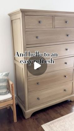 an old dresser with the words andhell to an easy fresh