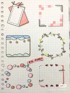 an open notebook with paper cut outs and stickers on the pages, including tags