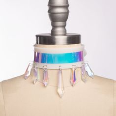 Iridescent Fantasy Jewelry For Parties, Fantasy Iridescent Jewelry For Parties, Posture Collar, Holographic Iridescent, Iridescent Crystal, Kawaii Accessories, Chic Clothing, Crystal Choker, Choker Collar