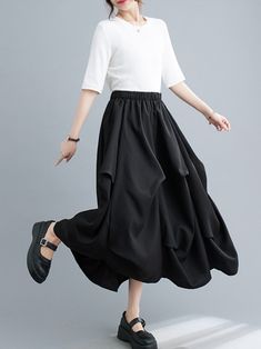 The Beautiful Soul Women's Plain High Waist Long Skirt is a stylish and elegant piece of clothing that is perfect for any formal or semi-formal occasion. Made from high-quality 100% polyester material. this skirt is durable. comfortable. and easy to maintain.The skirt is designed in classic black color. which is a timeless and versatile choice that can be paired with a variety of tops and accessories. The high waist design flatters your figure and adds a touch of sophistication to your look.The Spring Black Pleated Skirt Bottoms, Black Lined Maxi Skirt For Work, Black Solid Color Mini Skirt For Workwear, Black Solid Mini Skirt For Work, Black Maxi Skirt For Workwear In Summer, Black Flared Mini Skirt For Spring, Black Maxi Skirt For Summer Workwear, Black Stretch Tiered Skirt, Black Flared Mini Skirt With Elastic Waistband