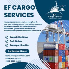 an advertisement for cargo services in france