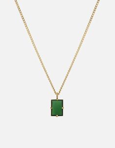 Lennox Necklace, Gold Vermeil/Green | Women's Necklaces | Miansai Classic Green Necklace With Rectangular Pendant, Elegant Green Necklace With Rectangular Pendant, Elegant Green Jewelry With Gold Chain, Green Rectangular Necklace For Formal Occasions, Modern Green Necklace For Formal Occasions, Elegant Green Rectangular Necklaces, Elegant Green Rectangular Pendant Necklace, Elegant Green Rectangular Necklace, Formal Green Rectangular Necklace