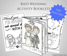 two children's wedding coloring books with the title, thank you for sharing our special love