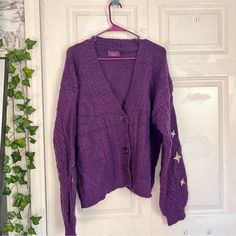 Size Xl/2xl. Original Taylor Swift Speak Now Cardigan, Comes In Original Packaging And With Purple Heart Confetti #Taylorswift #Speaknow #Cardigan #Tswift #Taylorswiftmerch Lavender V-neck Cardigan For Fall, Trendy Purple V-neck Cardigan, Trendy Purple Long Sleeve Cardigan, Trendy Oversized Purple Cardigan, Purple V-neck Cardigan For Winter, Purple V-neck Fall Cardigan, Oversized Purple V-neck Sweater, Oversized Purple Fall Cardigan, Oversized Purple Cardigan For Fall