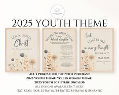 the front and back of a flyer for a youth's church event with flowers on it