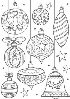 christmas ornament coloring page with ornaments