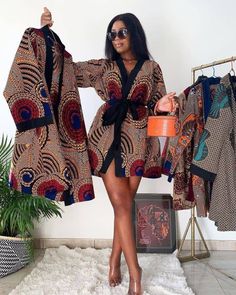 Ankara Blazer, African Print Kimono, Ankara Kimono, Dress African Print, Women Kimono, African Fabric Dress, Dress Ankara, Mode Kimono, Short African Dresses