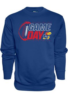 Team Spirit Logo Print Sweatshirt For Game Day, Team Spirit Sweatshirt With Logo Print For Game Day, Sports Season Moisture-wicking Sweatshirt For Fan Gear, Collegiate Moisture-wicking Sweatshirt For Sports, Blue Team Logo Sweatshirt For Sports Season, Blue Sweatshirt With Team Logo For Sports Season, Blue Crew Neck Sweatshirt With Team Logo, Blue Graphic Print Sweatshirt For Sports Events, Blue Sweatshirt With Team Name For Fan Gear