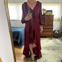 In Excellent Used Condition. Got At A Super Cute Boutique In Europe. Beautiful Feminine Dress That Is A Merlot/Deep Red Color. Perfect For A Wedding Or Special Occasion. Missing Tags But Size Small. Putting Anthropologie For Reference Cute Boutiques, Deep Red Color, Feminine Dress, Spanish Style, Anthropologie Dress, Merlot, Deep Red, Red Color, High Low Dress