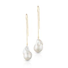 ~ 3-inch 14K gold-filled threader earrings ~ Large ( approx 25mm / 1 inch ) beautifully matched high luster baroque freshwater pearls ~ Choose from two sizes - As shown and extra-large " runway " model ( not pictured but contact us to see some examples ) originally made for a magazine shoot. ~ Handcrafted ~ Each pair varies slightly ~ For pierced ears ~ Orders processed within 2 business days. ~ Free Worldwide Shipping by USPS Priority Signature Mail. Signature Mail, Gold Thread Earrings, Pearl Threader Earrings, Magazine Shoot, Runway Model, Freshwater Pearl Drop Earrings, Heirlooms Jewelry, Baroque Pearl Earrings, Earring Ideas