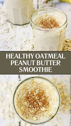 Healthy Oatmeal Peanut Butter Smoothie Brownie Batter Oatmeal, Healthy Brownie Batter, Pb Smoothie, Oatmeal Smoothies Healthy, Oatmeal Shake, Banana Oatmeal Smoothie, Healthy Brownie, Cafe Drinks, Delicious Oatmeal