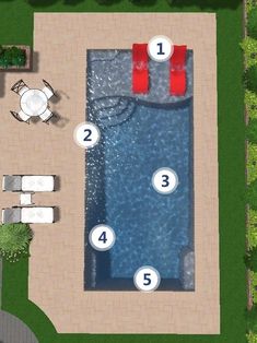 an aerial view of a swimming pool with instructions