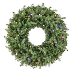 a christmas wreath with lights on it