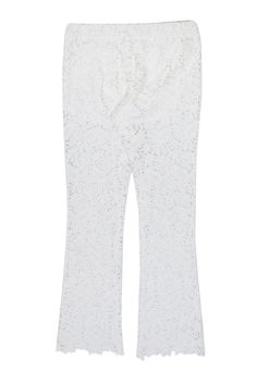 Just bought tickets to a music festival? These pants from Maje are perfect for the occasion! They're the perfect statement piece that'll have you looking hippie chic. Pair with a peasant blouse and flower crown and you'll be ready to head off to see your favorite band! Size S, Maje Size 1 Shell: 100% Cotton Lining: 100% Viscose Pullover closure w/ elastic waistband Flare style pant White short lining Lace design Waist 30" Total length 35" Inseam 24" Summer Bottoms With Lace Trim And Non-stretch Fit, Bohemian Bottoms With Lace Trim For Party, Fitted White Pants With Lace Trim, Bohemian Party Bottoms With Lace Trim, Chic Lace Trim Bottoms For Spring, Chic Spring Bottoms With Lace Trim, White Bottoms With Lace Trim For Spring, Casual Party Bottoms With Lace Trim, Elegant Bottoms For Summer Festival