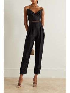 ZIMMERMANN Matchmaker cropped wool and silk-blend bustier top | NET-A-PORTER Vegan Dressing, Simple Sandals, London College Of Fashion, Fits Inspo, City Outfits, Vegan Fashion, Top Designer Brands, Bustier Top, Everyday Dresses