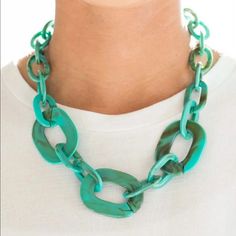 Paparazzi Teal Acrylic Necklace With Complimentary Earrings Lead And Nickel Free Casual Green Jewelry For Party, Blue Chain Jewelry For Summer, Casual Turquoise Jewelry For Party, Blue Casual Jewelry With Adjustable Chain, Acrylic Necklace, Acrylic Necklaces, Paparazzi Jewelry, Womens Jewelry Necklace, Color Blue