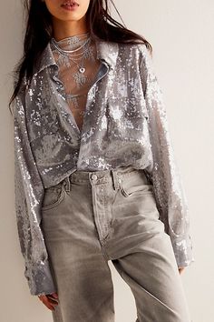 Disco Margarita Button Down Sequin Shirt, Disco Outfit, Looks Street Style, Menswear Inspired, 가을 패션, Mode Inspiration, Look Chic, Primavera Estate, Boho Outfits