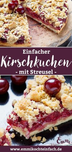 a piece of cake with cherries on top and the words, efffacher kris