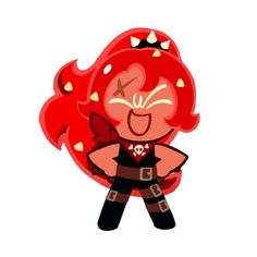 a cartoon character with red hair and horns