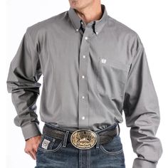 Cinch Men's Solid Grey Button Down Shirt MEN - Clothing - Shirts - Long Sleeve Shirts Cinch Plaids Patterns, Western Apparel, Current Trends, Feeling Good, Pocket Shirt, Long Sleeve Plaid, Looking Good, Short Sleeve Button Up, Western Shirts