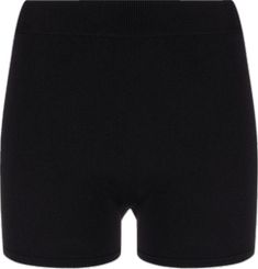 Chic High-waist Elastane Shorts, Chic High Waist Elastane Shorts, Chic Elastane Shorts With Short Inseam, Sleek Black Short Bottoms, Sleek Black Short-length Bottoms, Modern High Rise Black Bottoms, Fitted High-waisted Elastane Shorts, Sleek Stretch Short Bottoms, Black Fitted High-waisted Shorts