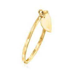 Ross-Simons - 14kt Yellow Gold Heart Charm Ring Size 5. A simple 14kt yellow gold ring dangles a classic heart charm to let you accessorize from the heart and lead with love. Hammered and polished finishes. 1/16" wide. 14kt yellow gold heart charm ring. Lead With Love, Charm Ring, Charm Rings, Yellow Gold Ring, Gold Heart, Heart Of Gold, Yellow Gold Rings, Heart Charm, Gold Ring