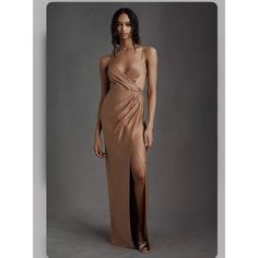 Freya Satin Charmeuse Bridesmaid Dress In Cinnamon By Bhldn Anthro Women Size 6 -Soft Wrap Neckline -Gracefully Draped Maxi Skirt With A Side Slit -Subtle Touch Of Romance To This Glamorous Satin Dress. -Side Zip-Up Closure -Fabric: Polyester; Polyester Lining -Sleevesless -Neckline: V-Neck -Size: 6 Please Check Approximate Flat Lay Measurements Featured On Photos For Better Fit. -Condition: Good, Preowned, No Rips, Stains Or Damage. Clean And Odor Free. Tags: Bridesmaid, Bridal, Gown, Bride, Destination, Ballgown, Gown, Maxi, Light, Flowy, Blouson, Formal, Prom, Classy, Romantic, Elegant, Chiffon Charmeuse Bridesmaid Dress, Anthropologie Bhldn, Bridesmaid Dress Color, Bridesmaid Dress Colors, Satin Dress, Anthropologie Dress, Bridal Gown, Anthropologie Dresses, Satin Dresses