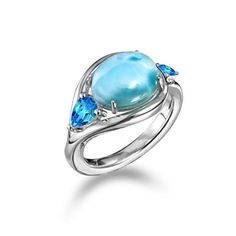 Alamea Larimar & Opal Ring - Sunshine & Sweet Pea's Coastal Decor Larimar Rings, Blue Topaz Stone, Topaz Stone, Blue Topaz Ring, Topaz Ring, Opal Rings, Blue Topaz, Stone Color, Topaz