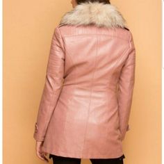 Leather Coat With Fur, Coat With Fur Collar, Rock And Roll Fashion, Coat With Fur, Coat Fur, Faux Leather Coat, Pink Fur, Pink Faux Fur, Pink Jacket