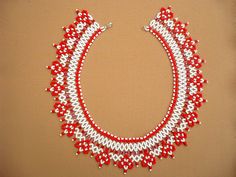 Red-white beadwork ukrainian necklace with hearts beaded Traditional White Jewelry With Heart Beads, Handmade White Beaded Necklaces With Heart Shape, Handmade White Beaded Necklace With Heart Shape, Ukrainian Necklace, Ankle Bracelets Diy, Beadwork Necklace, Jewelry Beaded, Beaded Statement Necklace, Color Rojo