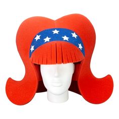 This Patriotic Headband Wig will definitely make you stand out at your next Party, Hora Loca, Wedding, Corporate Event, Birthday, Quinceanera, or Halloween Party! It can be used as a wedding hats, top hats, photo booth props, or a party favor. Patriotic Headband, Patriotic Hats, Foam Party, Rose Hat, Headband Wig, Funny Hats, Wigs For Sale, Top Hats, Booth Props