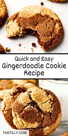 an image of some cookies with the words quick and easy gingerdoodle cookie recipe