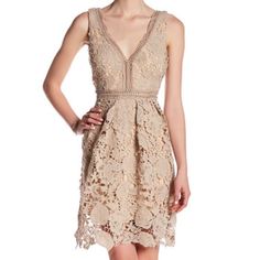 Nwt Romeo & Juliet Sleeveless V-Neck Lace Dress. Gorgeous Lace Dress! Beige, Size M. Gold Zipper In The Back. 100% Polyester. Hand Wash Cold, Line Dry. Waist Approx 26", Bust Approx 15" Across. I Have A 34c/32dd Bust And This Fits Me Well. Fabric Has A Lot Of Stretch. Length Is Approx 35.5" Feminine Sleeveless V-neck Evening Dress, Feminine Sleeveless V-neck Dress For Evening, Spring V-neck Sleeveless Cocktail Dress, Beige Sleeveless V-neck Dress, Beige Sleeveless Cocktail Dress, Spring Cocktail Sleeveless V-neck Dress, Beige V-neck Sleeveless Dress, Sleeveless V-neck Cocktail Dress For Spring, Sleeveless V-neck Spring Cocktail Dress