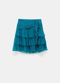 Ella Skirt Elegant Relaxed Mini Skirt With Ruffles, Chic Silk Bottoms With Ruffles, Chic Silk Skirt With Ruffles, Silk Fitted Skirt With Ruffles, Chic Chiffon Skirt With Ruffles, Chic Ruched Tiered Skirt, Flowy Draped Skirt With Ruffles For Party, Ruched Flowy Tiered Skirt, Chic Silk Ruffled Skirt