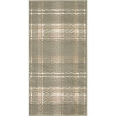 a beige and white plaid rug on a white background