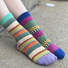 Sunny Autumn Day - Bisoxual Cute Cotton Socks For Fall, Multicolor Retro Winter Socks, Multicolor Cotton Socks For Fall, Casual Socks For Fall Gift, Casual Socks For Fall, Casual Socks As Gift For Fall, Casual Socks As A Gift For Fall, Trendy Multicolor Socks For Spring, Trendy Green Fall Socks