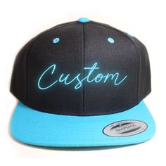 Directions: * 8 Letter MAX unless approved by Lyte Up Clothing or we have to cancel the order * We need your approval during the process so please check your email * Please allow 1-2 weeks for completion Material: Yupoong Flexfit Snapback. 80% Acrylic / 20% Wool. Matching plastic snapback closure. Color Options: Black / Neon Blue Brim / 6 Panels Black / Neon Orange Brim / 6 Panels Black / Black Brim / 5 Panels Black / Dark Purple Brim / 6 Panels Black / Neon Yellow Brim / 6 Panels El Wire Option Light Up Hats, Glow In Dark Party, Custom Holiday Gifts, El Wire, Black Neon, Personalized Clothes, Black Panels, Custom Lighting, Neon Blue