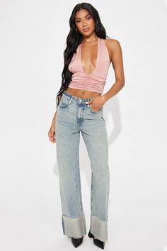 Available In Medium Wash And Vintage Wash. Wide Leg Jean 5 Pocket Cuff Hem 32" Inseam 11.5" High Rise Non Stretch Disclaimer: Due To The Specialized Wash & Distressing Process, Each Garment Is Unique. 100% Cotton Imported | Jeanine Cuffed Wide Leg Jeans in Vintage Wash size 15 by Fashion Nova Luxe Clothing, Matching Dresses, High Rise Jeans, High Jeans, Wide Leg Jeans, Leg Jeans, Fashion Nova, Jumpsuit Romper, Active Wear