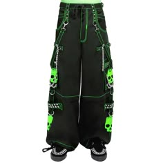 Arcadecore Outfits, Trap Pants, Tripp Pants Outfit, Green And Black Outfits, Hose Post, Alternative Fashion Diy, Goth Jeans, Scene Pants, Techno Clothes