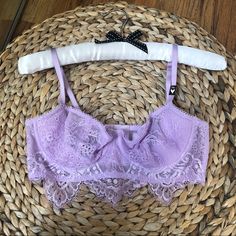 Never Been Worn!! Lace Balconette Bra Color: Lavender Feminine Fitted Lavender Bra, Lavender Feminine Bra, Fitted Lavender Victoria's Secret Bra, Fitted Lavender Bra For Spring, Spring Purple Lace Bra, Lace Balconette, Balconette Bra, Women's Intimates, Victoria’s Secret