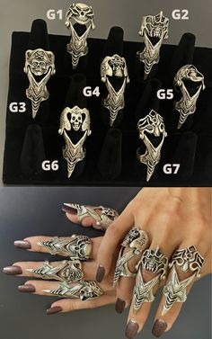 Gothic Finger Claw Rings. Unisex Adjustable Full Finger Rings. - Etsy Gothic Western, Claw Rings, Double Finger Ring, Full Finger Rings, Rings Etsy, Hand Rings, Claw Ring, Dream Business, Finger Rings