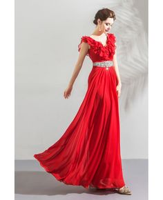 Buy Elegant Long Red Chiffon Evening Party Dress With Jeweled Waistline at wholesale price online. Free shipping and pro custom service since 2009. Red V-neck Chiffon Dress, Red V-neck Chiffon Wedding Dress, Fitted Red Chiffon Dress For Banquet, Red Fitted Chiffon Dress For Banquet, Red Chiffon V-neck Dress, Red Chiffon Floor-length Dress, Red V-neck Chiffon Dress For Wedding, Fitted Red Chiffon Dress, Ruffled Georgette Chiffon Dress For Party