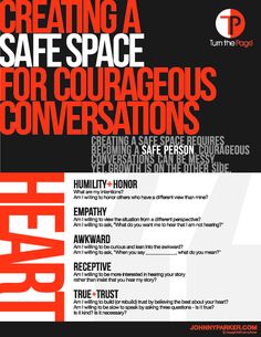 a poster with the words creating a safe space for courageous conversations on it's cover