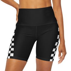 These high-waist bike shorts are soft and durable. With a classic high-waist design, these shorts feature a flattering wide double-layered waistband with comfortable hidden elastic.    .: Material: 82% microfiber polyester 18% spandex .: Medium fabric (7.5 oz /yd² (250 g/m .: High-rise elastic waistband .: Sewn in size and care label .: Printed and assembled in the USA from globally sourced parts *designed by me & printed by Printify High Waist Moisture-wicking Gym Shorts, Yoga High Waist Biker Shorts With Built-in Shorts, Compression Biker Shorts With Built-in Shorts, Gym Athletic Shorts With Wide Waistband, Gym Shorts With Elastic Waistband Mid-thigh Length, Gym Athletic Shorts With Wide Waistband Mid-thigh Length, Workout Athletic Shorts With Wide Waistband, Mid-thigh Athletic Shorts With Wide Waistband For Workouts, Mid-thigh Athletic Shorts With Wide Waistband For Gym