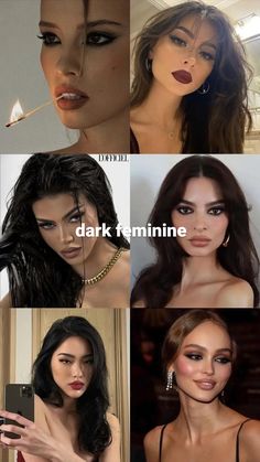 Vampy Hairstyles, Dark Feminine Nails, Dark Feminine Makeup, Classy Fashion Style, Feminine Makeup, Dark Makeup Looks, Feminine Energy Aesthetic, Luxury Photography, Types Of Makeup