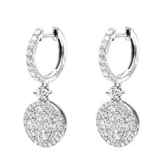 These designer 2 Carat Dangling Round Diamond Drop Earrings for Women by Luxurman in 14k gold feature a classic dangling design with a round drop attached to a hoop earring for a shiny and intricate look; these diamond dangle earrings make an amazing present and are available in 14k white gold, yellow gold and rose gold. Diamond Dangle Earrings, Diamond Drop Earrings, Diamond Drops, Diamond Watch, 2 Carat, Earrings For Women, Round Diamond, Custom Jewelry, Round Diamonds