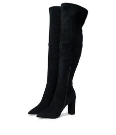 PRICES MAY VARY. Let onlookers praise your contemporary take on fashion as you step out wearing Steve Madden Blyss Boots. With a pointed toe silhouette, this over-the-knee footwear features zippered side closure and high-block heels. Suede upper. Synthetic lining and insole. Synthetic rubber outsole. Synthetic Rubber, Over The Knee Boots, Over The Knee, Black Suede, Special Features, Steve Madden, Block Heels, Faux Leather, Boots