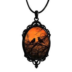 PRICES MAY VARY. Good Design: This witch raven cameo necklace is goth style, necklace pendant printed with a witch and raven,it looks very mystery, The crow is believed to be a messenger in paganism and is regarded as a symbol of prophet and wisdom. ﻿ Material:Bat necklace is made of rope and copper materia,hard and not easy to fall off,which is healthy, safe, non-fading.The surface of each necklace is smooth,allowing you to have a comfortable wearing experience,suitable for most man,women. ﻿ Gr Bat Necklace, Dark Style, Goth Style, Witch Costume, The Crow, Cameo Necklace, Glass Pendant Necklace, Halloween Accessories, A Witch