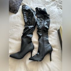 Pleaser Classique Heeled Knee-High Boots. Size 11. New In Box, Never Worn Other Than To Try On. These Are About 29” High Overall With A 4.5” Stiletto Heel, Sit Just Over The Knee. Elegant Fitted Synthetic Boots, Trendy Fitted Heeled Boots With 4-inch Heel, Fitted Boots With Round Toe For Night Out, Fitted Round Toe Boots For Night Out, Fitted Synthetic Heeled Boots For Night Out, Knee-high Faux Leather Heels For Party, Evening Heeled Boots With Medium Width, Knee-high Faux Leather Party Heels, Evening Synthetic Heeled Boots Medium Width